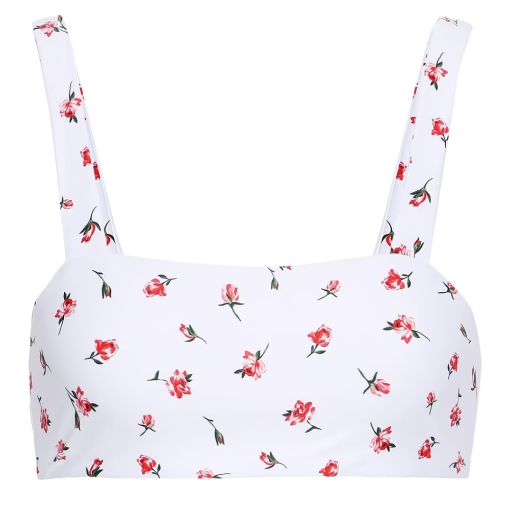 ONIA + We Wore What Rosy Bikini Top Rosebud White Size Large NWT